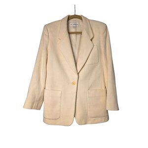 Vintage Liz Claiborne Collection Cream Wool Blend Blazer Womens Size 10